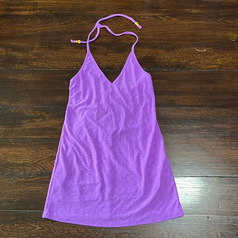 Wild Fable purple lined eyelet beach/pool coverup dress